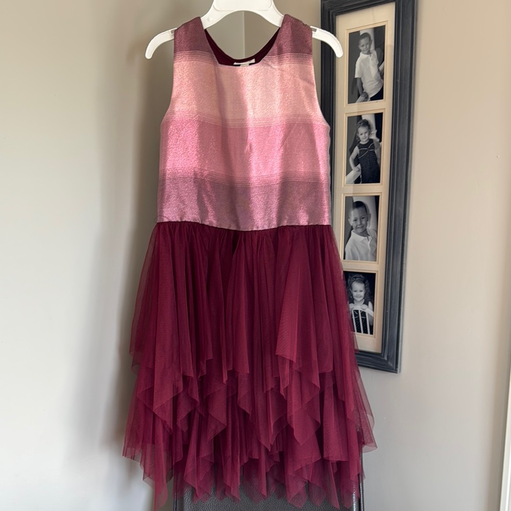 Elegant Pink and Burgundy Kids Dress